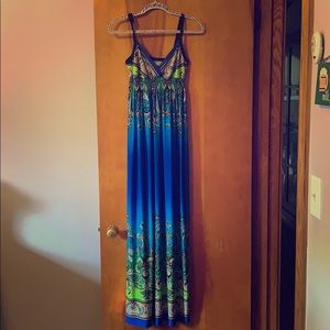 Beautiful blue designed maxi dress